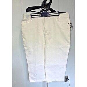 Kim Rogers Super Stretch Capri Sit at Waist White Denim Jeans 16 NEW NWT